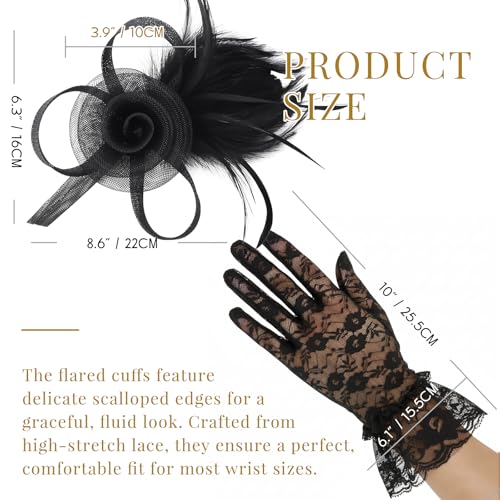 Image of DRESHOW Fascinators Hats for Women Tea Party Fascinator Hats Vintage 50s Headwear Cocktail Wedding Church Derby Hat