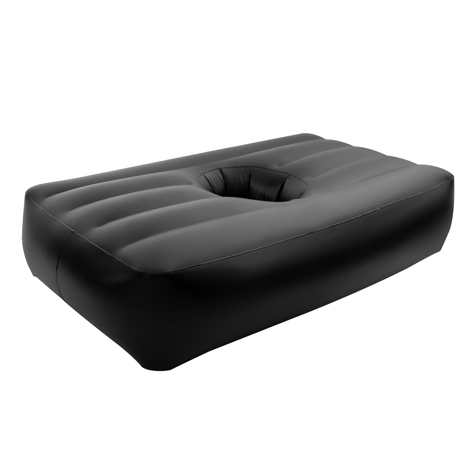 SODONAD Portable Inflatable Bed with Hole, Post Surgery Recovery Bed PVC Inflatable Air Mattress with Air Pump for Camping Poolside Beach Trips Home Use, Ergonomic Design, 72×40×17in, Black