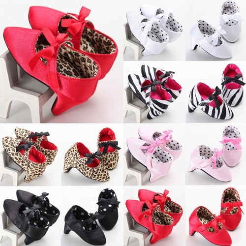 Newborn Baby Girls Princess Shoes Bowknot Soft Sole Crib Shoes with High Heels First Walkers4