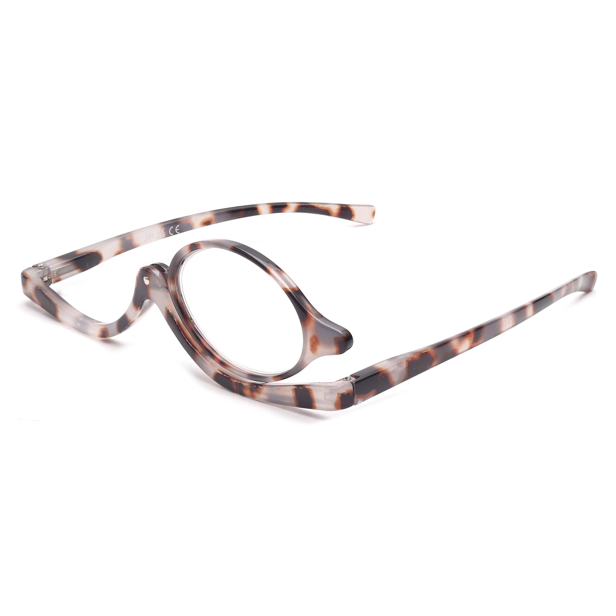 JM Makeup Reading Glasses Magnifying Flip Down Cosmetic Readers for Women Grey Tortoise +4.0