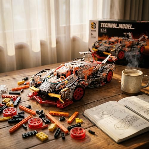 Image of Technology Concept Car Building Blocker Set, 1:14 Scale Collectible Set for Adults, Compatible with Lego, Concept Detailed Build and Display Model for Home or Office Decoration (1400+PCS)