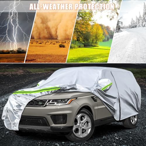 Image of Waterproof Car Covers Replace for 2013-2025 Land Rover Range Rover Sport, 6 Layers Silver All Weather Car Cover with Zipper Door & Windproof Bands for Snow Rain Dust Protection