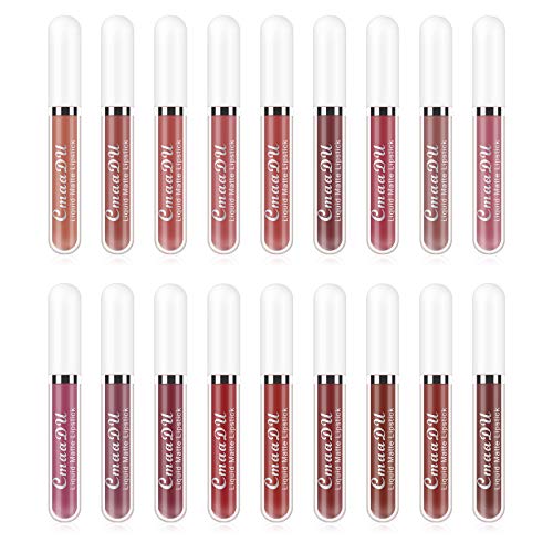 Ownest 18 Colors Matte Lip Gloss Set, Liquid Matte Lip Gloss Velvet Lipstick Set Waterproof Long Lsting Lip Gloss Nude Sexy Matte Lip Color Gloss