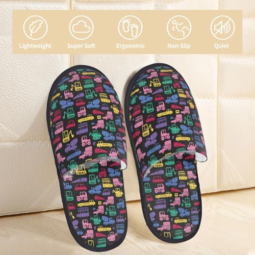Colorful Excavator Print Women Slippers Home Furry Shoes Keep Men Couples Shoes Warm For Women-3