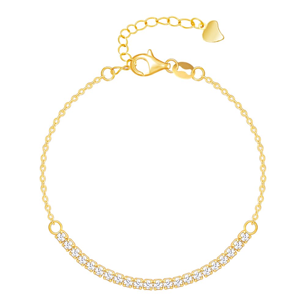 925 Silver Golden Zircon Joy Tennis Bracelet, Adjustable | Gifts for Women and Girls | With Certificate of Authenticity and 925 Stamp | 6 Months Warranty*-image-24
