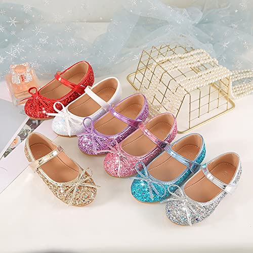 Children's Girls Wedding Shoes Flower Child Shoes Sequins Fine Glitter Bow Girl Princess Shoes Metallic Sandals3