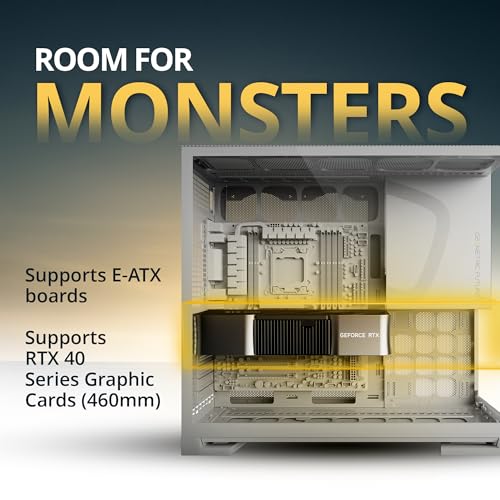 Image of Geometric Future M5 Tempered Glass Mid Tower, E-ATX /ATX Gaming Case, 1.2mm Steel, Type C, Toolless Panels, Support 420 /360 Radiator, Dual-Chamber, White, GEO-M5-W