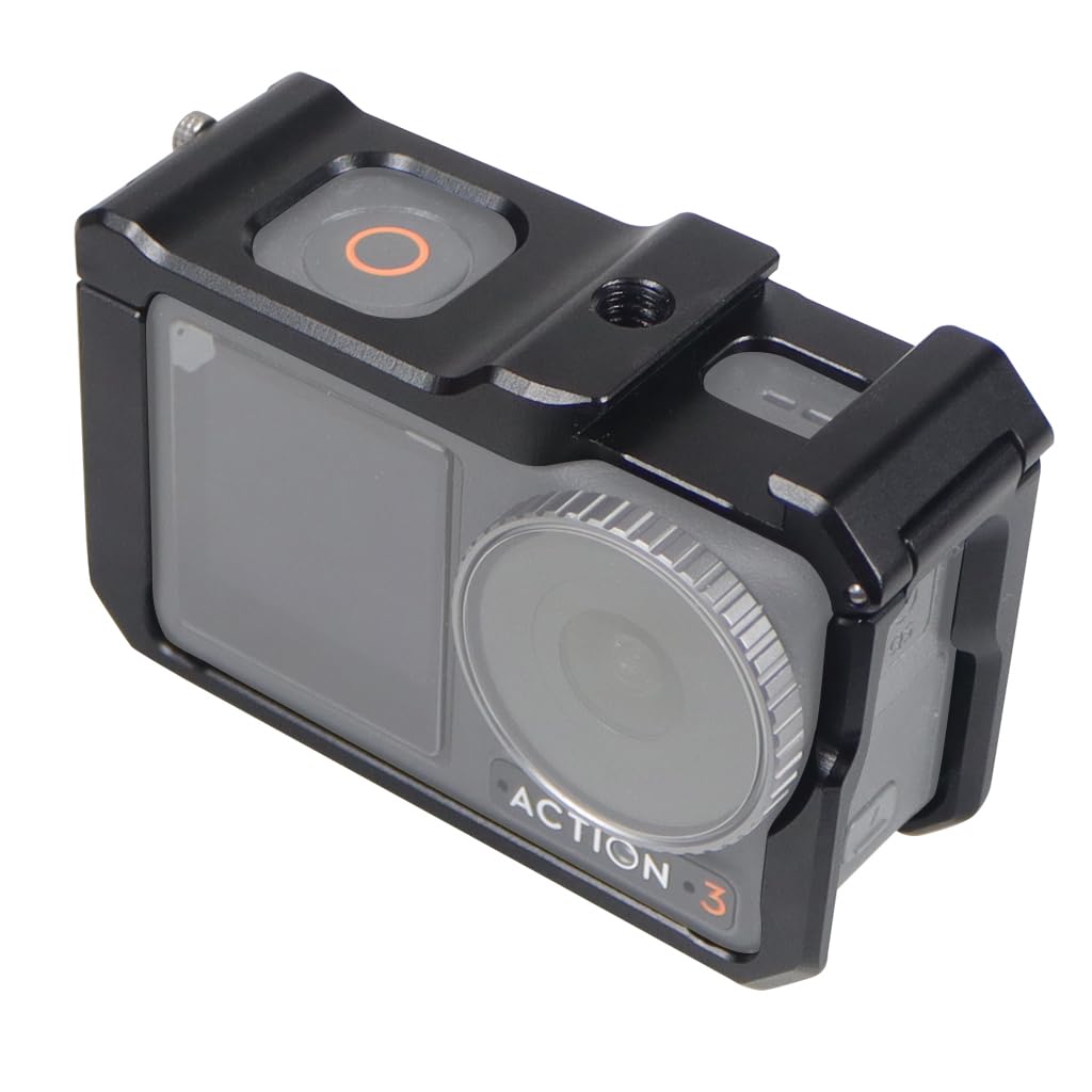 NovelGoal Aluminum Protective Frame Compatible with DJI Action 5pro/4/3 Horizontal and Vertical Shooting Camera Cage with Cold Shoe Slot (Cage Only)