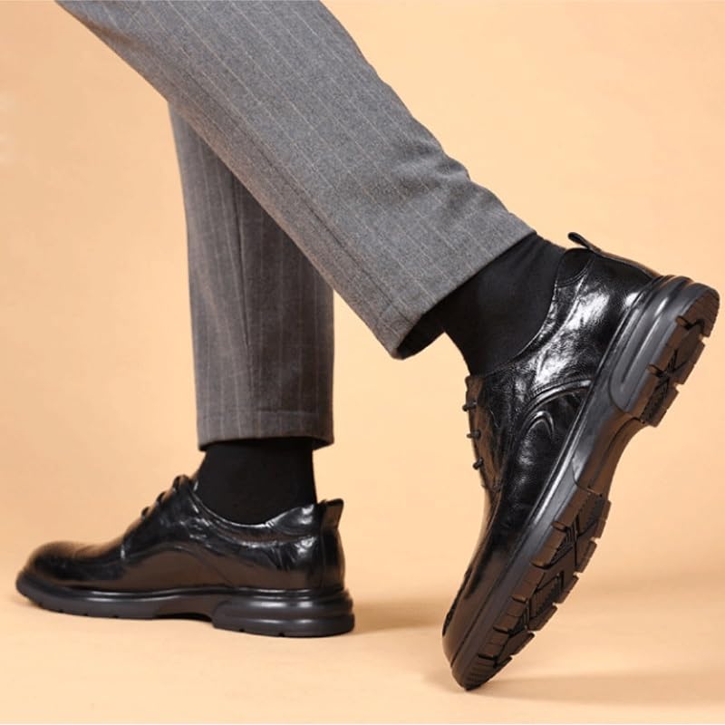 Mens Leather Fashion Oxford Shoes Men's Handmade Leather Modern Classic Lace up Leather Lined Perforated Dress Oxfords Shoes4