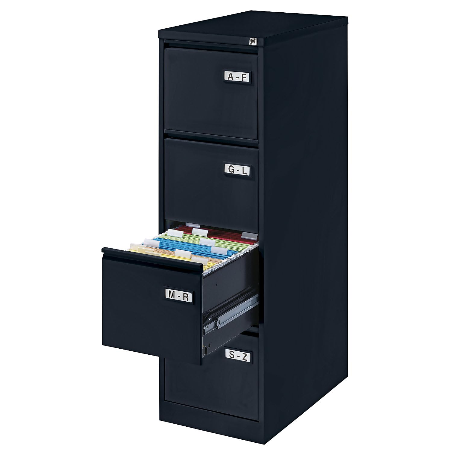 Bisley LIGHT Armoire de classement Suspendue, 1 Porte, DIN A4, 4 tiroirs HR, métal, Argent 355, 62,2 x 41,3 x 132,1 cm