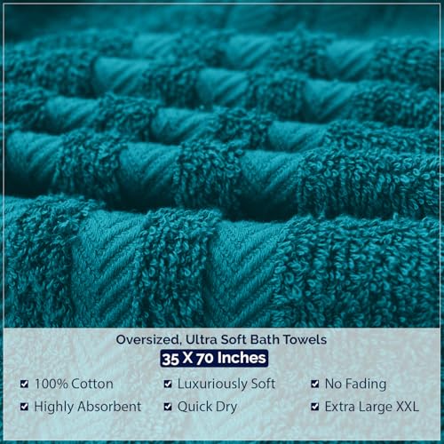 Image of DAN River 2 Pack Bath Sheets Extra Large 35x70, Large Bath Towels for Adults, XL Oversized Heavy Duty Towel Set, 600 GSM 100% Ring Spun Cotton, Soft Quick Dry, Teal