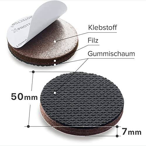 X-Protector Antirutsch Pads 8 Stück 50 mm - Antirutsch Gummi Selbstklebend - Prämie Rutschhemmer für Möbel - Ideal Anti-rutsch Gummi - Dicker Möbelstopper - Antirutschpads für Möbel & Gegenstände!
