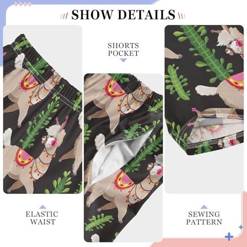 ZZXXB Alpaca Llama Cactus Succulent Boys Long Pants Soft Trousers Elastic Waist Kids Lounge Bottoms with Pockets S-XL4