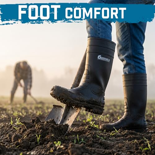 Image of PVC Rain Boots for Men And Women - Waterproof Slip-Resistant Rubber Work Boots, Seamless Durable Tall Knee Boots for Agriculture, Gardening, Fishing, Industrial & Outdoor Work