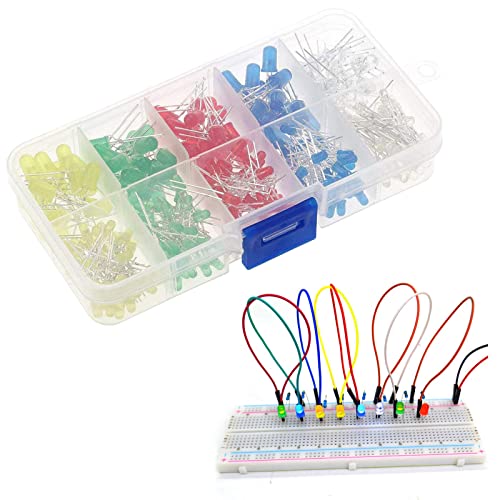 Diodos LED,Diodo,Kit Diodos,Kit Diodos LED,Diodos Emisores,Diodo LED Multicolor,para Profesionales de la Electrónica o Aficionados,5 Colores,200PCS Cover
