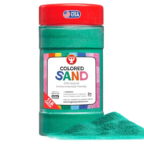 Image of Hygloss Colored Sand for Crafts - 1 lb Bottle, Green - Vibrant Colorful Fine Sensory Play Sand Art Kits for Kids - Classroom Activities for Children 3 4 5 6 7 8 9 10 11 12 - Safe for Ages 3+