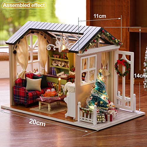 DIY Miniatur Puppenhaus Kit 1:24 Realistisches Mini 3D Holz Mini -Zimmer mit Möbeln, , LED Leuchten, Weihnachts Dekoration, Geschenk für Jugendliche, Erwachsene (Holiday time) – Bild 2