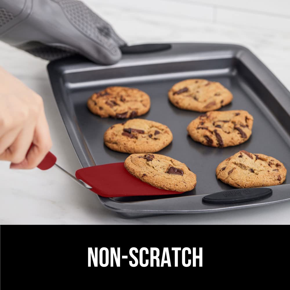 GORILLA GRIP Spatola in silicone antiaderente resistente al calore senza BPA, testa flessibile antigraffio per padelle, manico in gomma morbida antiscivolo, spatole da cucina in acciaio inossidabile