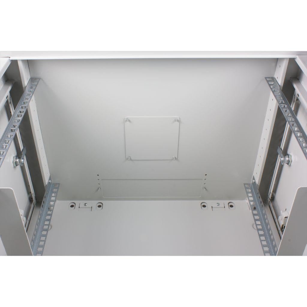 Rockstable 9HE Netzwerkschrank, Serverschrank - 19 Zoll Wandmontage - (BxTxH) 600x440x503mm mit Glastür - Weiß - Abschließbar - Vormontiert - Traglast 60kg
