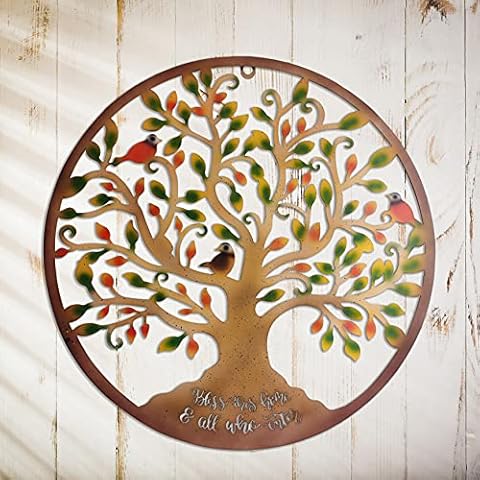 BSTGIFTS Metal Wall Art Tree of Life - Tree Wall Decoration - Bless This Home and All Who Enter (Vintage) Cover