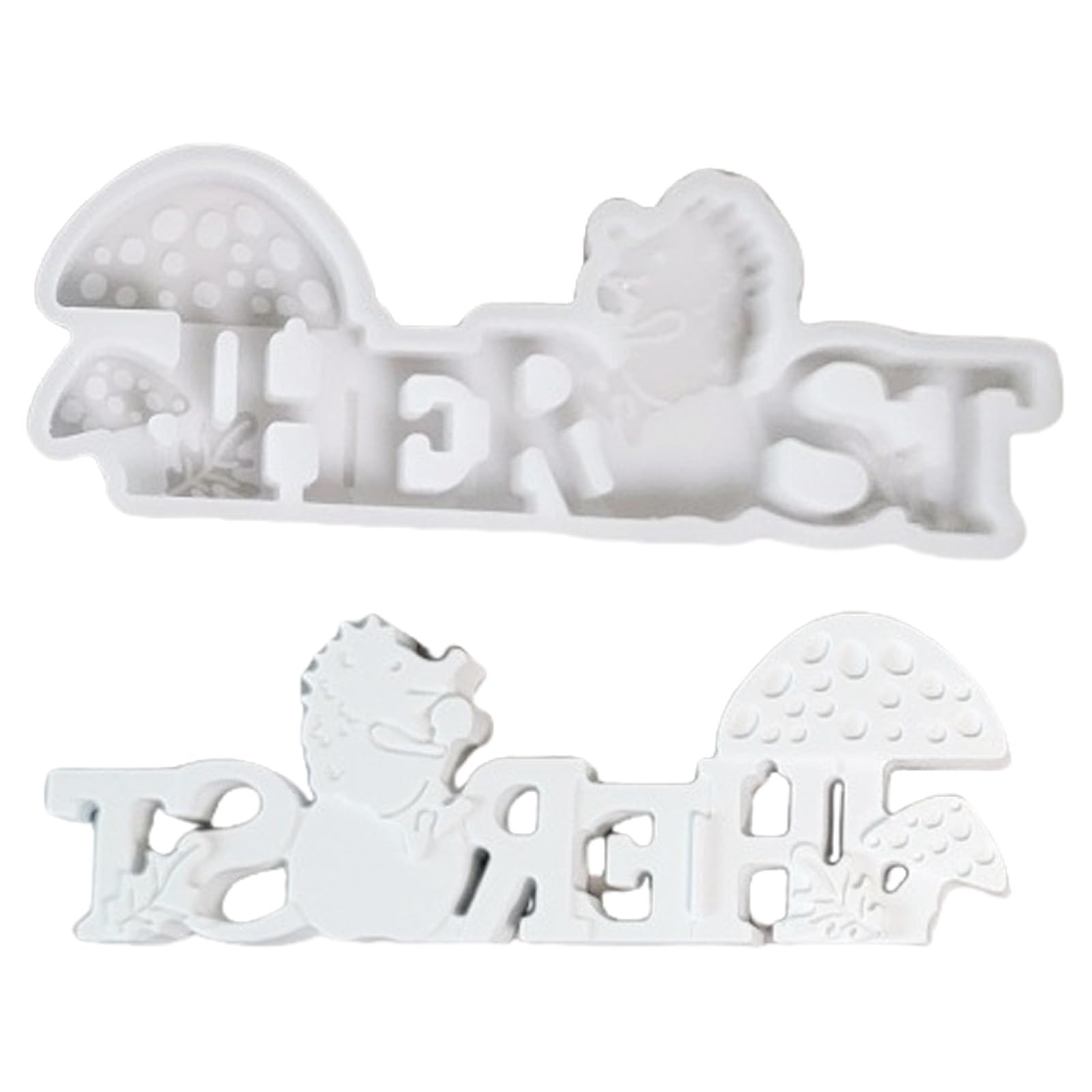 Buxuaaaa Letters with Hedgehogs Mushroom Silicone Ornament Molds Autumn Molds Epoxy Resin Plasters Letters Silicone