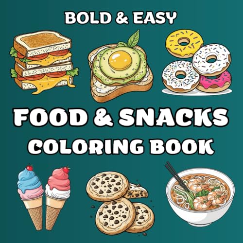 Food and Snacks Coloring Book: 50 Large Print Designs for Mind Relaxation and Fun for All Ages (Bold & Easy) image 2