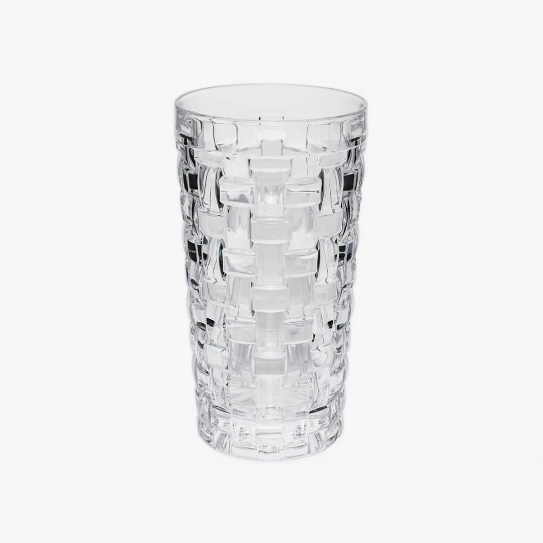 renovon 400ml,kabartma Dokuma Desenli 62'lı SetUzun Cam Bardak,Sıcak ve Soğuk Kokteyller,Buzlu İçececekler için Kibar Şık Ergonomik Tasarım Borosilikat Cam