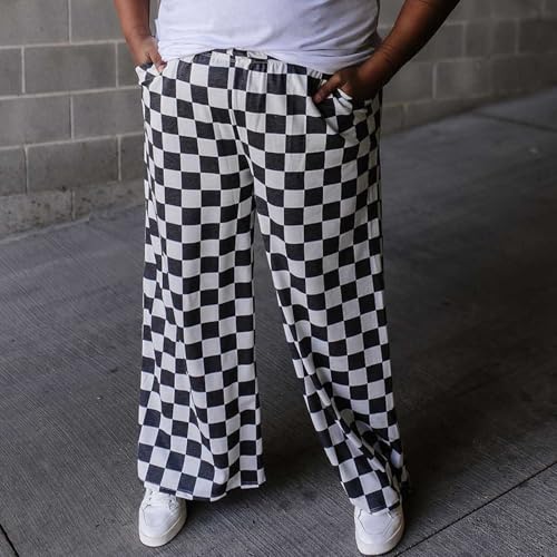 Women Checkered Pants Y2K High Waist Wide Leg Loose Fitted Gingham Lounge Pants Hip Hop Trouser Vintage Streetwear2