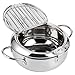 Mini olla freidora profunda, sartén profunda de acero inoxidable de 2.2L/3.4L con termómetro, escurridor de goteo de aceite y tapa, olla de estilo japonés Tempura Freidora para tempura, pollo(L 24cm)
