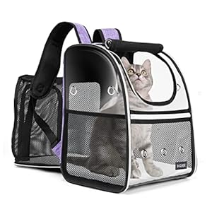 BAGLHER Expandable Pet Carrier Backpack，Pet Bubble Backpack for Small Cats Puppies Dogs Bunny, Airline-Approved Ventilate Transparent Capsule Backpack for Travel, Hiking and Outdoor Use. Purple