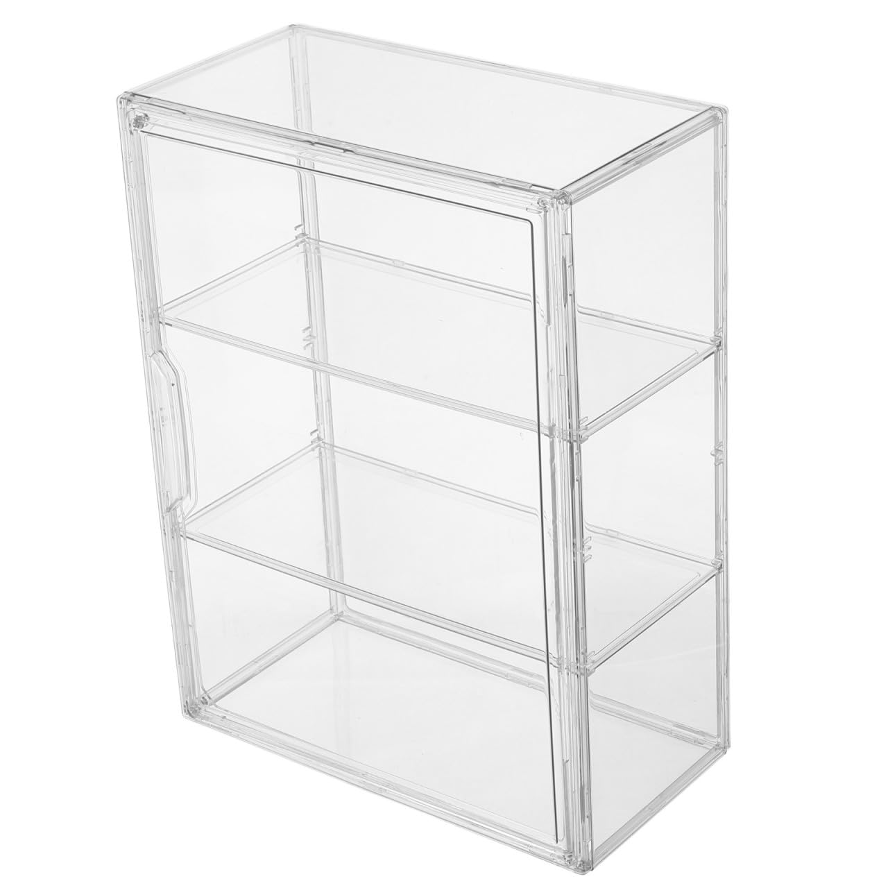 CLISPEED Vitrina Acrílica Transparente Puerta Magnética para Figuras de Acción y Modelos de Coches, Caja de Exhibición Apilable Elegante para Decoración de Escritorio y Hogar