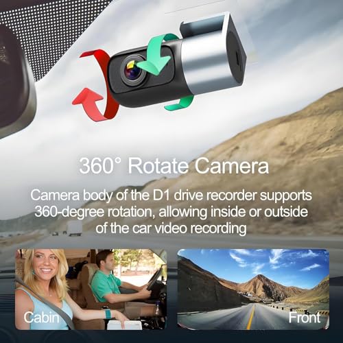 Image of HIKVISION D1 Car Dash Camera with 1080p HD Resolution | 360 Camera Rotation | Ultra-Wide 102 View | G-Sensor | Night Vision | Built- in Wi-Fi | Built-in Mic & Speaker | Upto 128GB SD Card Support