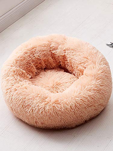 Almofada de cama de animal de estimação,Funien Cama de pelúcia para gatos Almofada redonda calmante