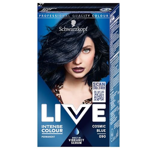 Schwarzkopf LIVE 090 Cosmic Blue Permanent Hair Color, Pack of 2, 143 ml