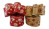 3Cats Designs Christmas Holiday Burlap Ribbon with Wired Edge - Decorate Wreaths, Gift Wrap, Christm