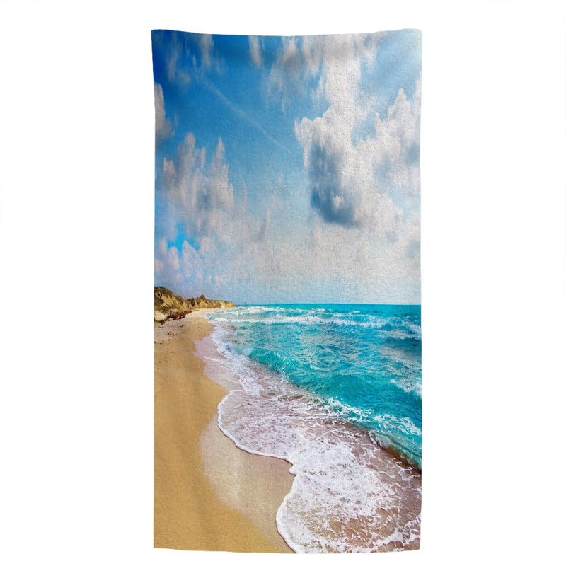 Telo mare oceano, extra large, in microfibra, ad asciugatura rapida, per piscina, palestra, senza sabbia, assorbente, per bagno, viaggi, campeggio, sport, 100 x 180 cm