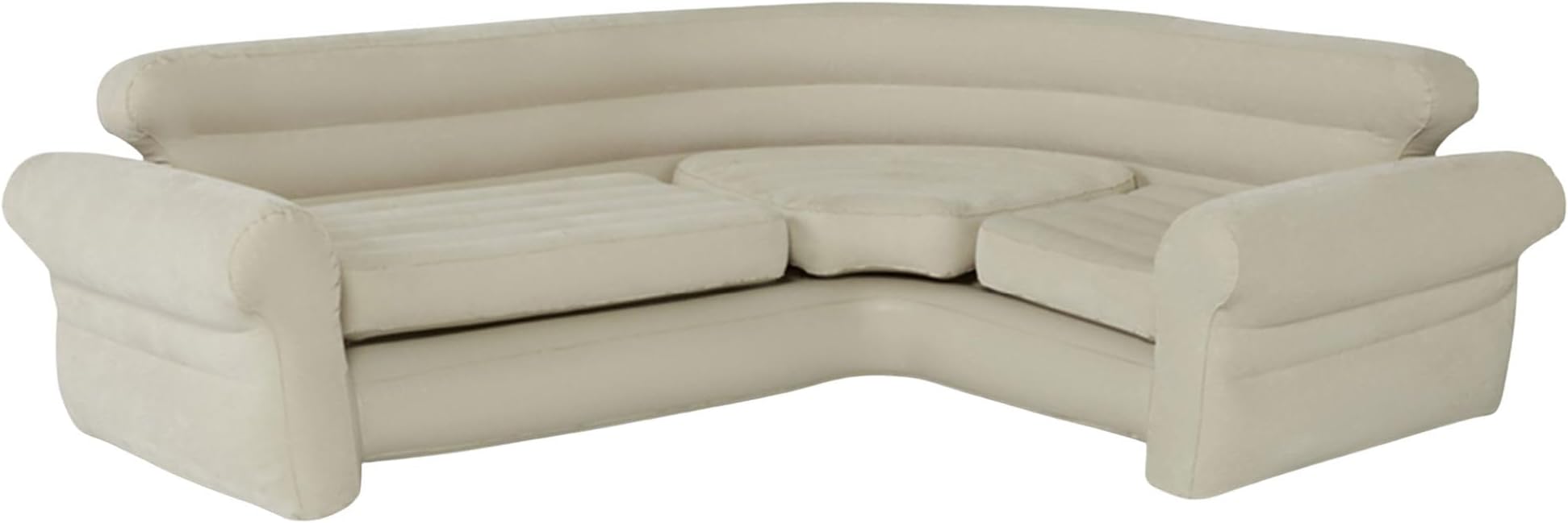 Intex 68575EP Inflatable Corner Sofa: L-Shaped – Indoor Use – 2-in-1 Valve – 880lb Weight Capacity – 101” x 80” x 30”