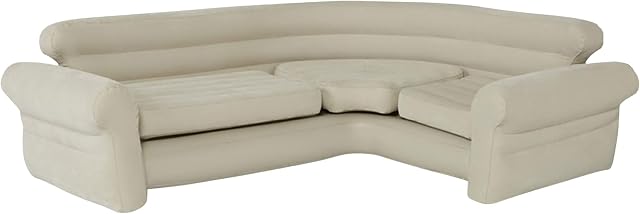 INTEX 68575EP Canapé de coin gonflable: L-Shaped – Utilisation intérieure – 2-in-1 Valve – 880lb Capacité de poids – 101in x 80in x 30in