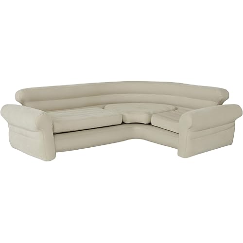 Intex Inflatable Corner Sofa, L-Shaped Couch with 880 lb. Weight Capacity, 2-in-1 Valve for Easy Indoor Setup, 101" x 80" x 30”