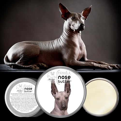 Image of The Blissful Dog Xoloitzcuintli Nose Butter for Dry, Cracked Skin, Lick-Safe Dog Nose Balm with Moisturizing Shea Butter, Almond, Olive, and Essential Oils, Pet Supplies, Uncented, 2 oz.