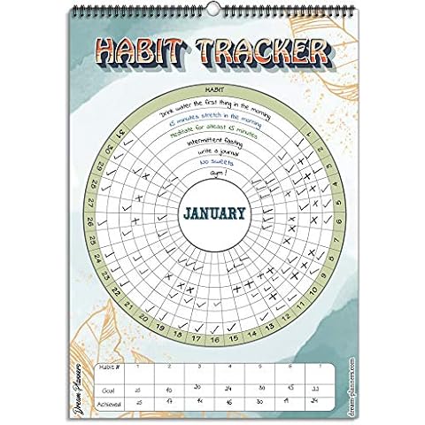 Habit Tracker Calendar for NEW YEAR Resolutions | 12 month goal tracker to visualize habit progress | Stunning design, thick paper, A4 size, month to view format by planners4winners Cover