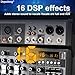 Depusheng Professional Audio Mixer, 7 Channel Audio Interface Sound Board Mixing Console System, 16-Bit DSP DJ Bluetooth Mixer +48V Phantom Effect For Karaoke Studio Streaming Recording (XT7)