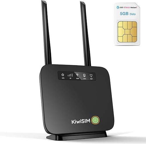 Router WiFi 4G LTE con tarjeta de datos de 5 GB, módem portátil WiFi router, WiFi de 300 Mbps, compatible con Verizon, AT&T y T-Mobile, batería de