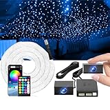 Split Starlight Headliner Kit - 400pcs 0.02in 4.9ft Fiber Optic RGBW Star Lights for Car with 2 Light Heads 16W Engine Easy to Hide,Flexible Wiring,APP/Remote Control for Car Roof Ceiling