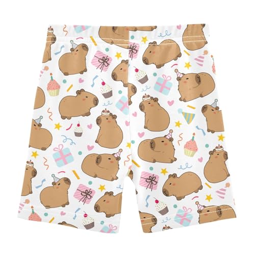 Cute Capybara Cartoon Birthday Party Girls Shorts Elastic Waist Sports Shorts Girls Leggings Pants for 4-10 Years2