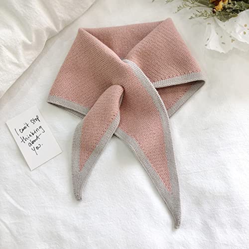 Meoliny Knit Triangle Neck Scarf Autumn Warm Scarf Winter Neck Warmer for Women Neckerchief Winter Shawl Warm Scarf,Pink2