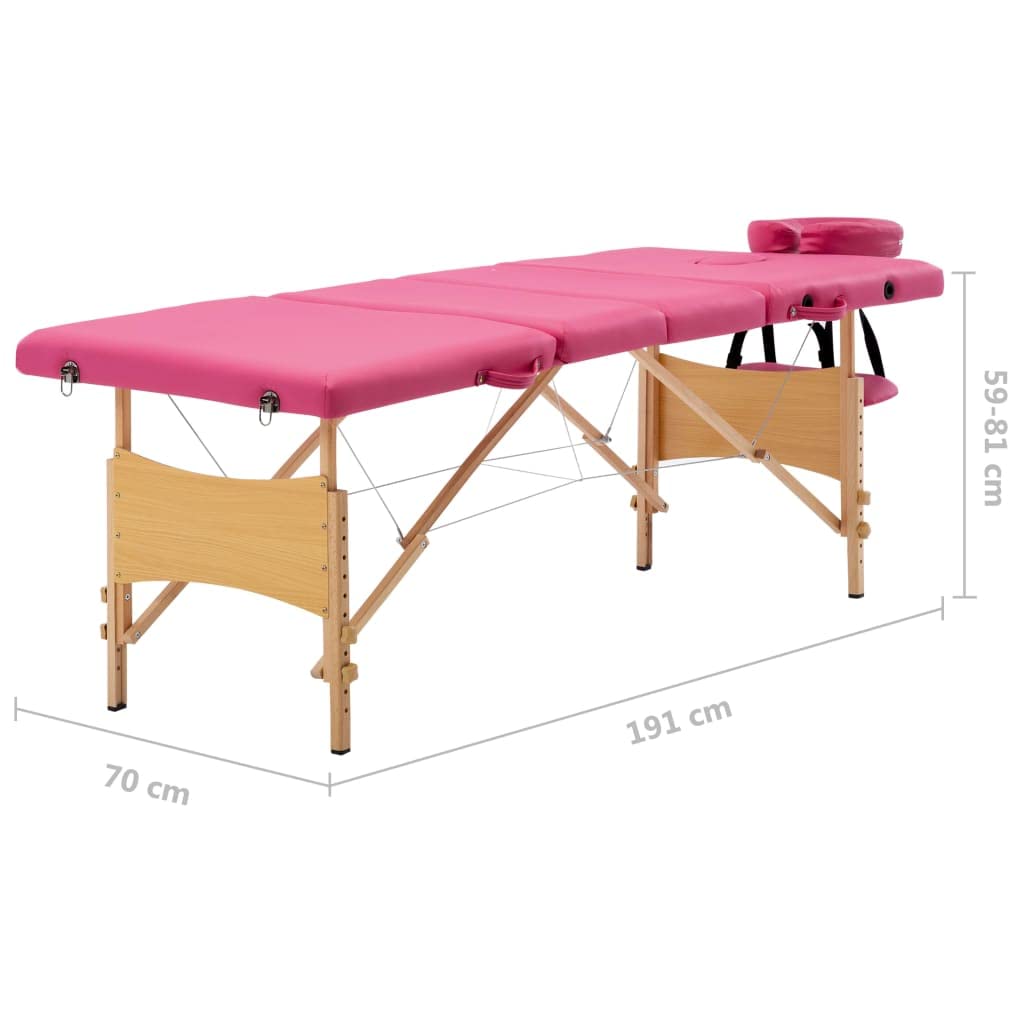 Massageliege klappbar 4 Zonen mit Holzgestell, 30 mm Polsterung, höhenverstellbar 59 bis 81 cm, tragbar mit Tasche, für Praxisliege, Kosmetikliege, Wellness, Spa, Studio, Salon und Reiki