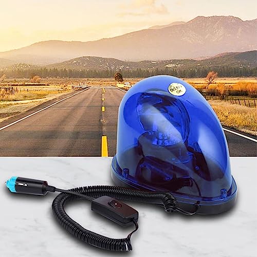 回転灯 回転式警告灯 非常ライト 電球タイプ 車 12V/5W 24V/5W IP65防水 交通安全 作業灯 安全 誘導 銀行 防犯 警告灯 工場 建設現場 公共の場所に適応 (24V, 青)