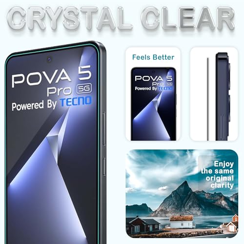 Image of ArmourPro Military Grade Gorilla Tempered Glass Screen Protector for Tecno Pova 5 Pro (6.78 Inch) With Easy Installation Kit| Edge-To-Edge Protector Coverage |Black
