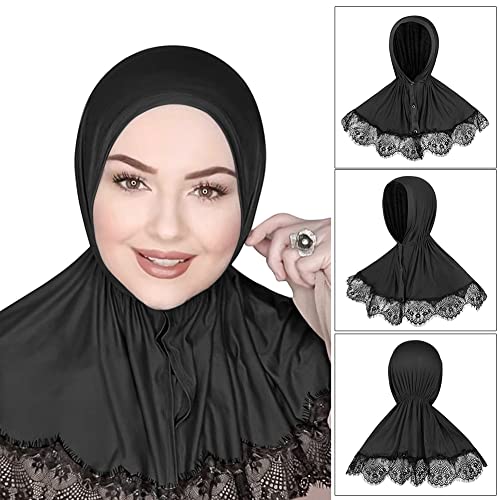 SIQITECHNO Lace Muslim Hijab for Women Islamic Headscarf Fashion Scarf Shawl Arabian Head Wrap Muslim Turban Eid Headwear3